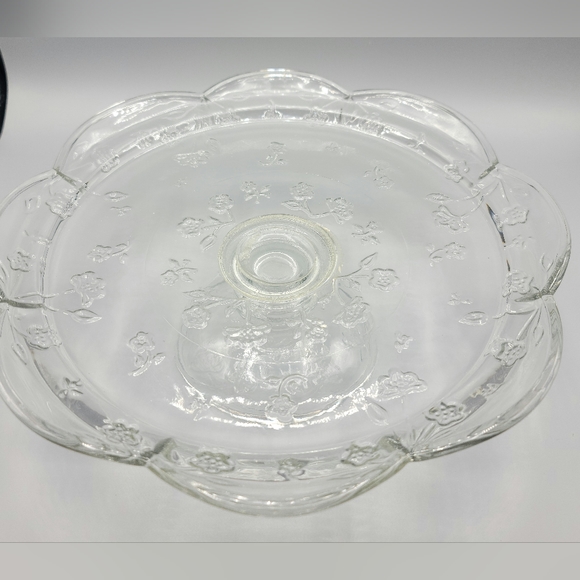 Beautiful Glass Cake Plate with Covered Dome Floral Print VNTG - Picture 6 of 10